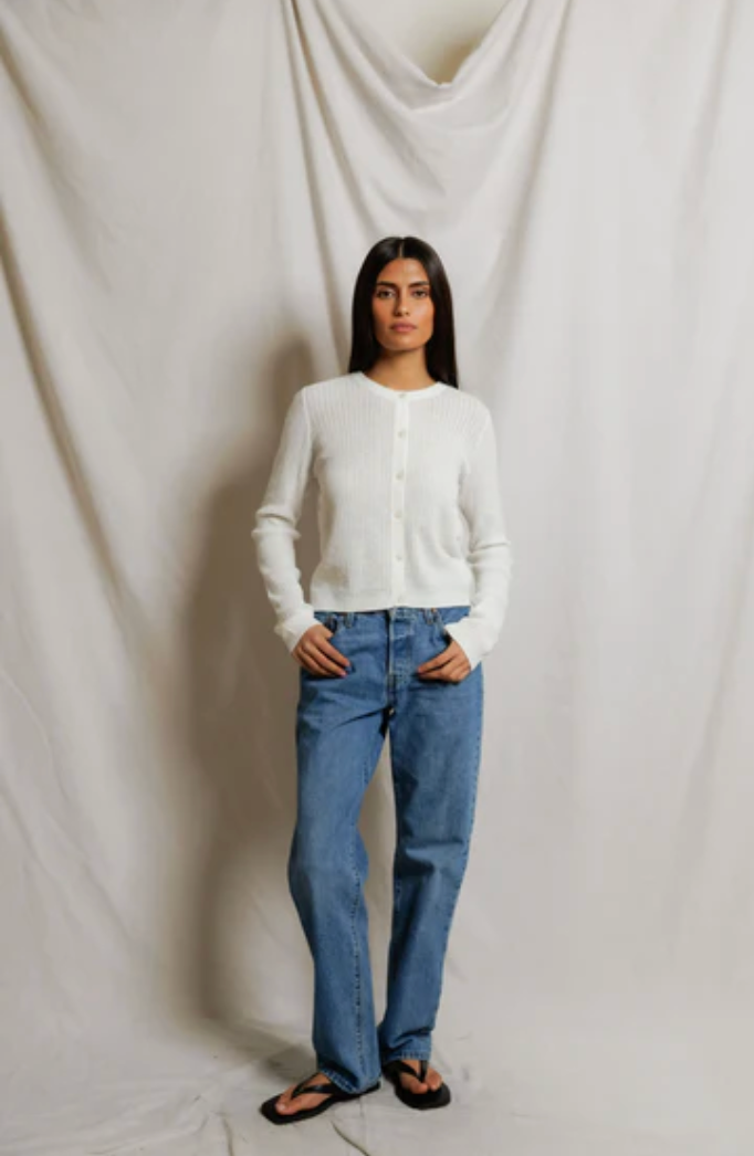 ADA POINTELLE BUTTON DOWN L/S CARDIGAN
