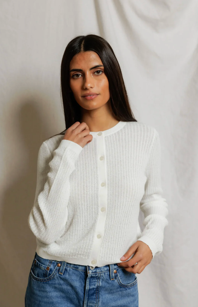 ADA POINTELLE BUTTON DOWN L/S CARDIGAN