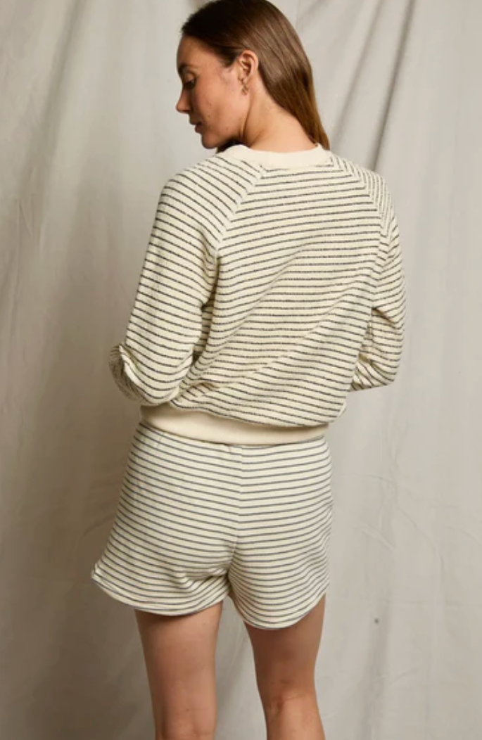 ALEXI FRENCH TERRY STRIPE INSIDE OUT SWEATSHIRT