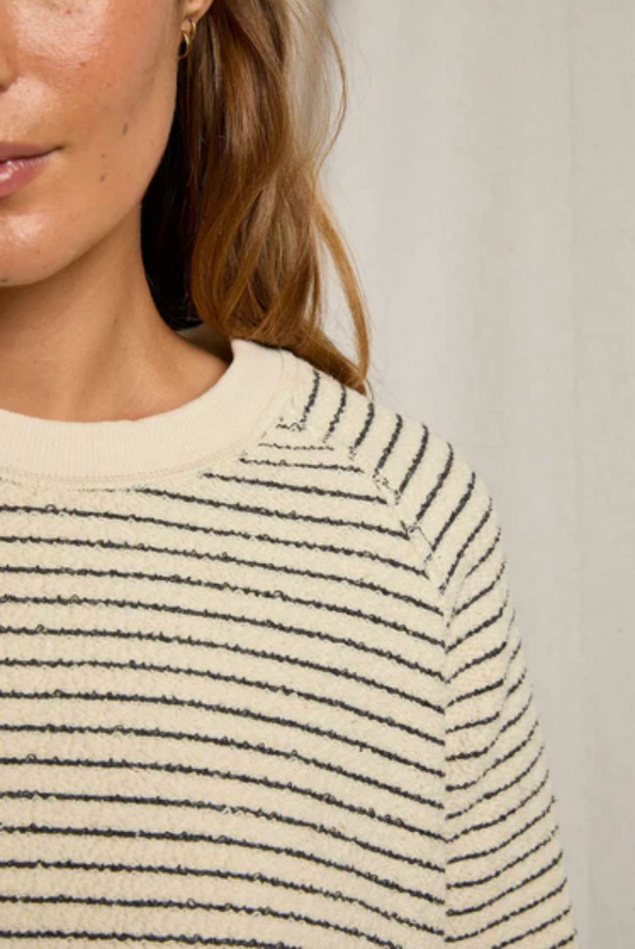ALEXI FRENCH TERRY STRIPE INSIDE OUT SWEATSHIRT
