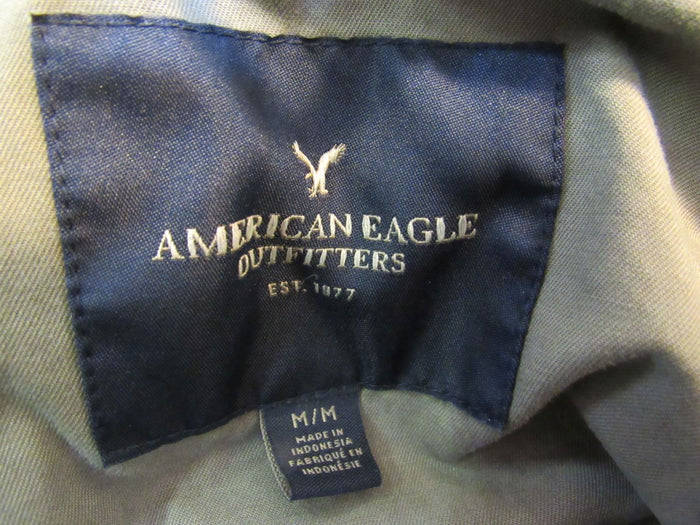 American-Eagle-Hooded-Jacket-Army-Green-Full-Zip-Female-Adult-Size-M-Solid-384 5