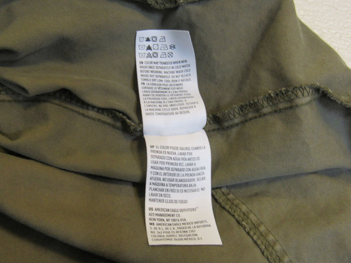 American-Eagle-Hooded-Jacket-Army-Green-Full-Zip-Female-Adult-Size-M-Solid-384 7