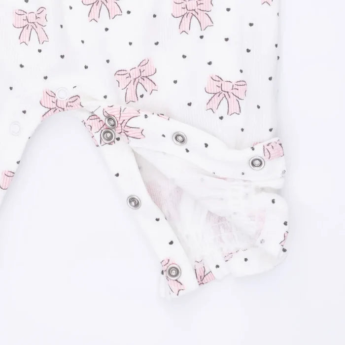 Angel Dear Bows and Hearts - Cuffed Sleeve Romper