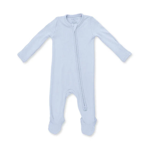 Angel Dear Solid Sheer Blue Rib - 2 Way Zipper Footie