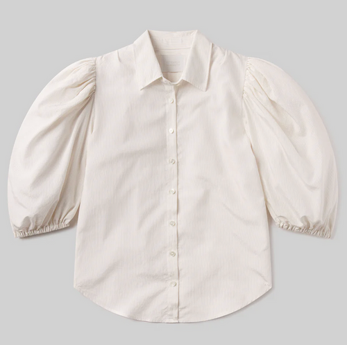 ANYA PUFF SLEEVE W/FRONT PLEAST IN SAND MICRO