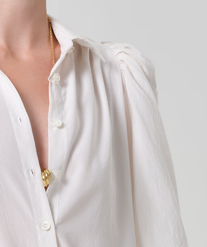 ANYA PUFF SLEEVE W/FRONT PLEAST IN SAND MICRO