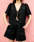 ARCHER LACE SHORT IN JET BLACK