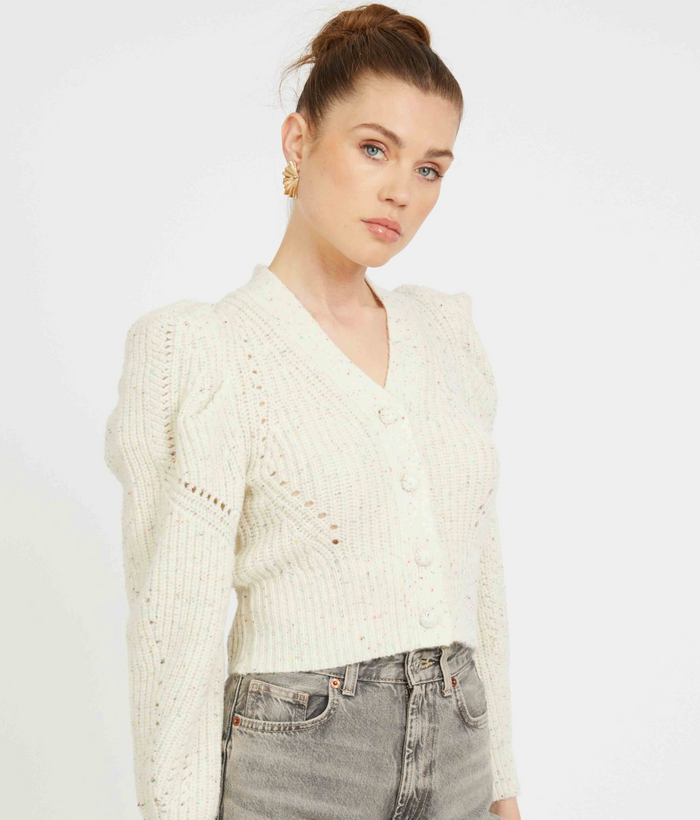 AUDRA SWEATER IN ANTIQUE WHITE / GREY MORN