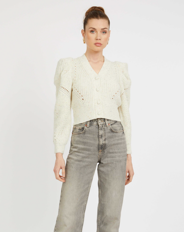 AUDRA SWEATER IN ANTIQUE WHITE / GREY MORN