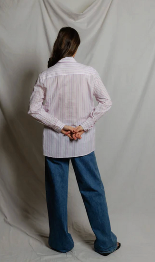 AVALON COTTON POPLIN SLIM FIT BUTTOWN DOWN IN ULTRAVIOLET STRIPE