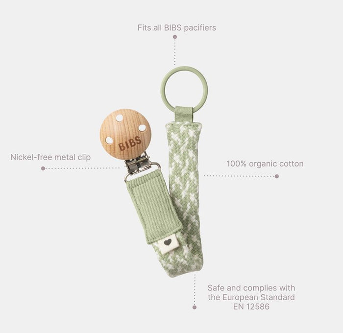 BIBS Pacifier Clip - Dusty Pink/Baby Pink - Size 1 (0-6M)