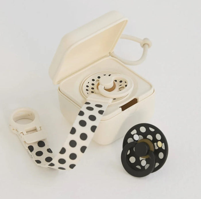BIBS STUDIO Pacifier Clip Loop Polka - Ivory/Black