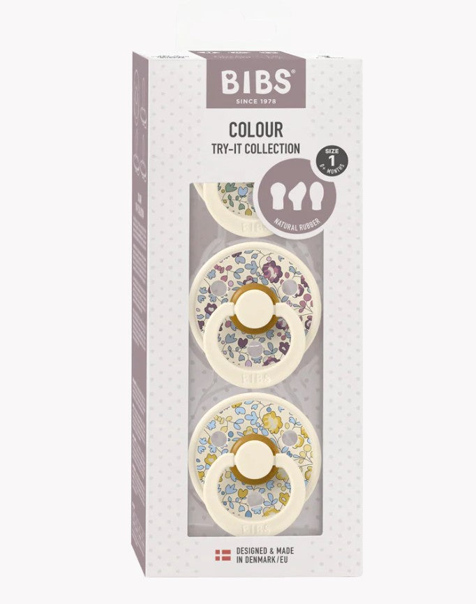 BIBS x LIBERTY Try-It Collection 3 Pack Eloise - Ivory - Size 1 (0-6M)