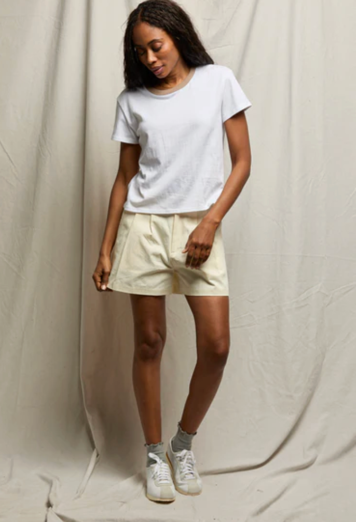 BILLIE RINGER TEE IN WHITE/MOCHA