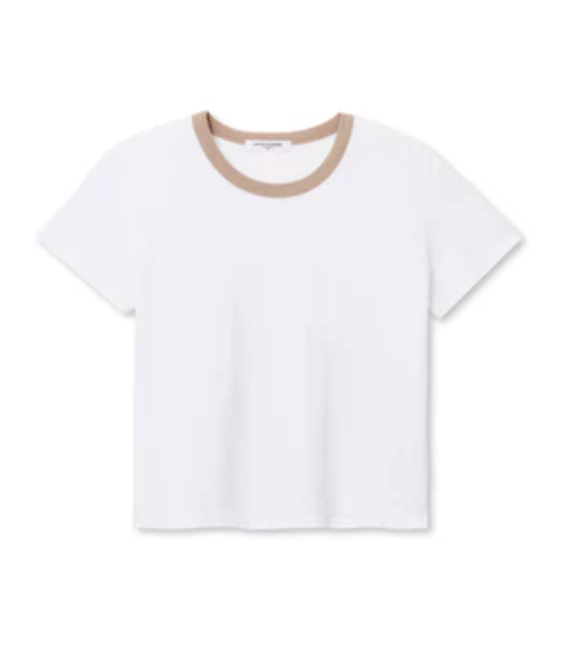 BILLIE RINGER TEE IN WHITE/MOCHA