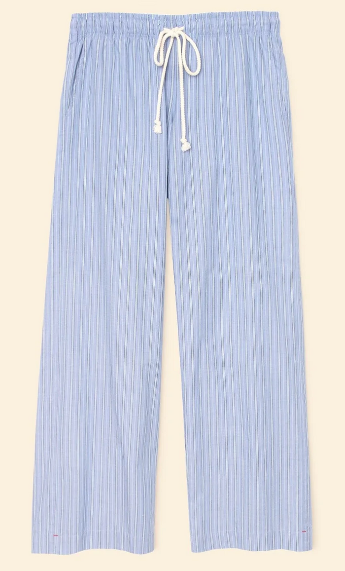 BRINNA PANT IN CHAMBRAY TEAL STRIPE