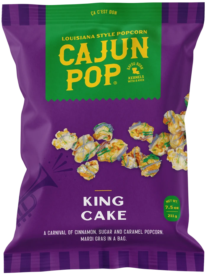 NolaCajun Cajun Pop Popcorn King Cake Louisiana Mardi Gras Snack New Orleans