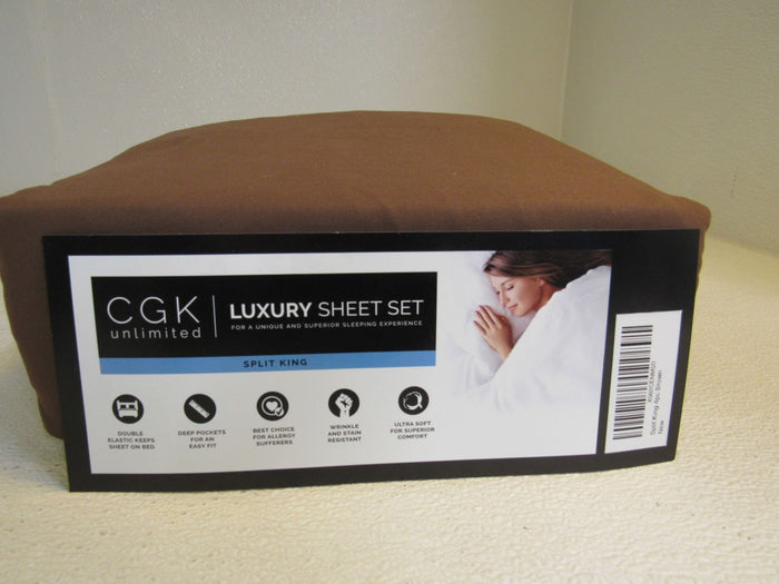 CGK-Unlimited-Luxury-Split-King-Sheet-4-pc-Set-Brown-Wrinkle-and-Stain-Resistant-592 4