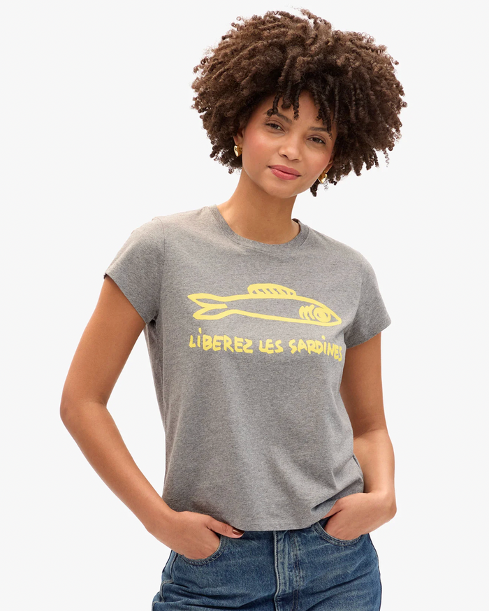 CLASSIC TEE - LIBEREZ LES SARDINES IN GREY MELANGE