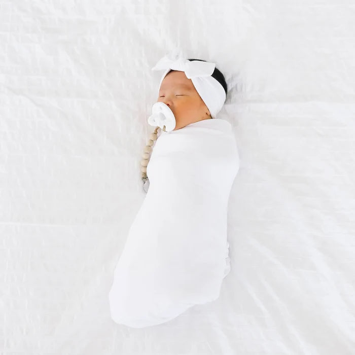 Copper Pearl Knit Headband Bow - Dove