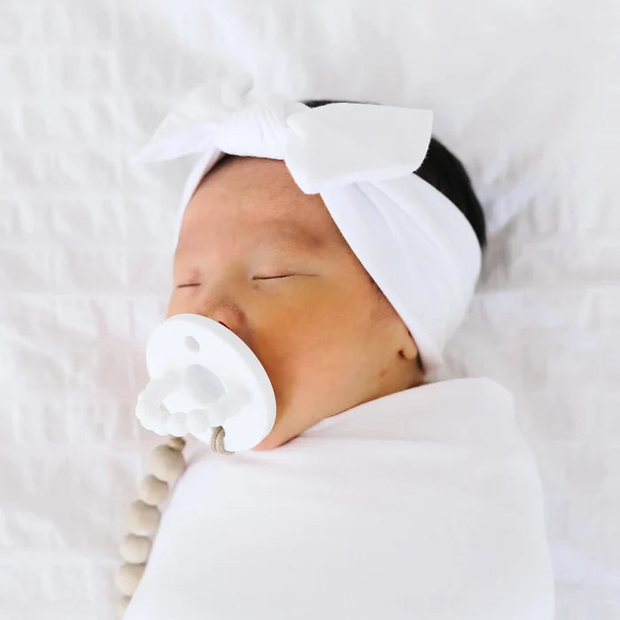 Copper Pearl Knit Headband Bow - Dove