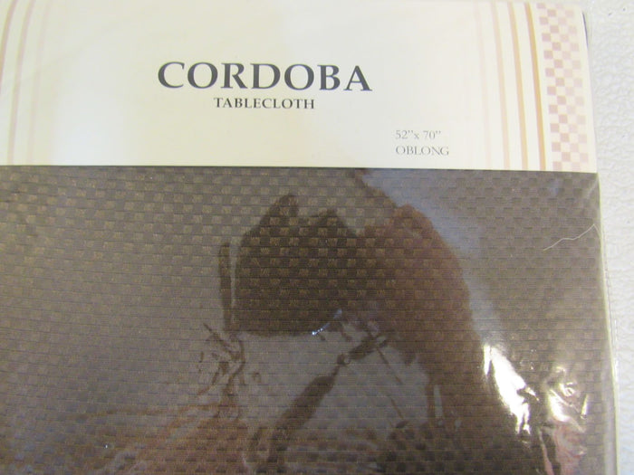 Cordoba-Tablecloth-Oblong-52-in-x-70-in-Brown-Woven-Checkered-Pattern-57281-200 4