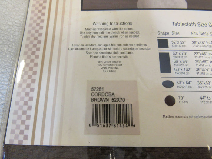 Cordoba-Tablecloth-Oblong-52-in-x-70-in-Brown-Woven-Checkered-Pattern-57281-200 8