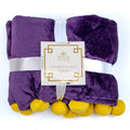 NolaCajun Cozy Pom Pom Throw Purple Yellow Louisiana Tiger Spirit Blanket New Orleans