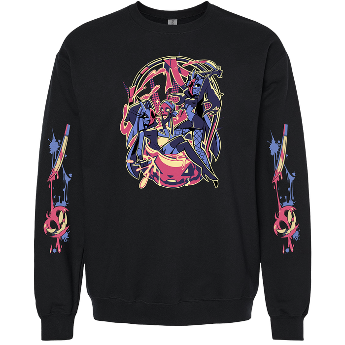 Crewneck Sweatshirt - Glitz & Glam Halloween Slasher w/Printed Sleeves *LIMITED STOCK*