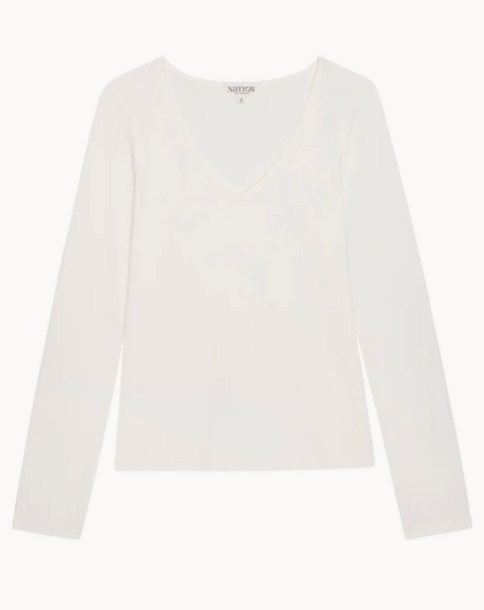DEMI VNECK TOP IN IVORY