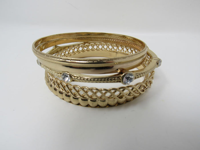 Designer-Bangle-Bracelet-Set-of-5-Copper-Clear-Gemstones-Female-Adult-548 5