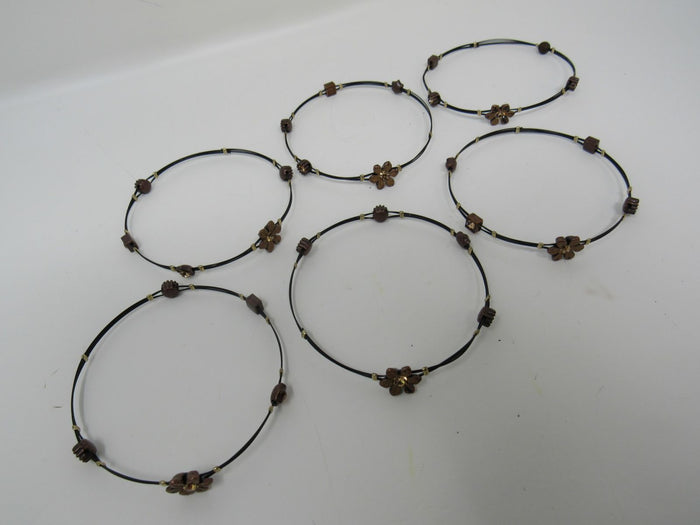 Designer-Bangle-Bracelet-Set-of-6-Brown-Flowers-Female-Adult-Floral-562 1