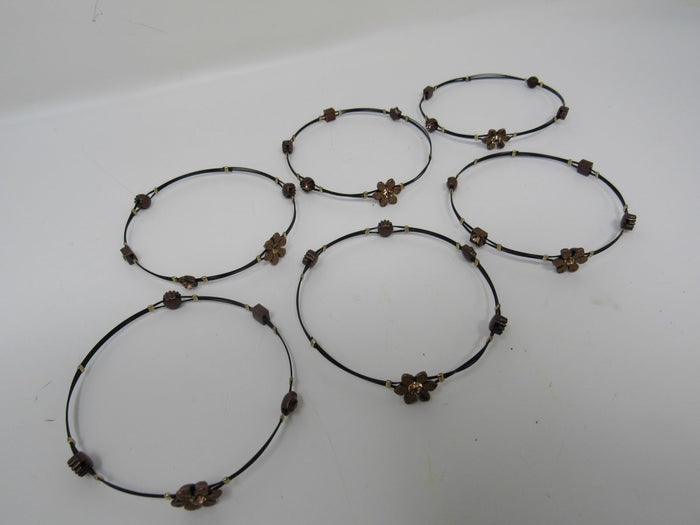 Designer-Bangle-Bracelet-Set-of-6-Brown-Flowers-Female-Adult-Floral-562 2