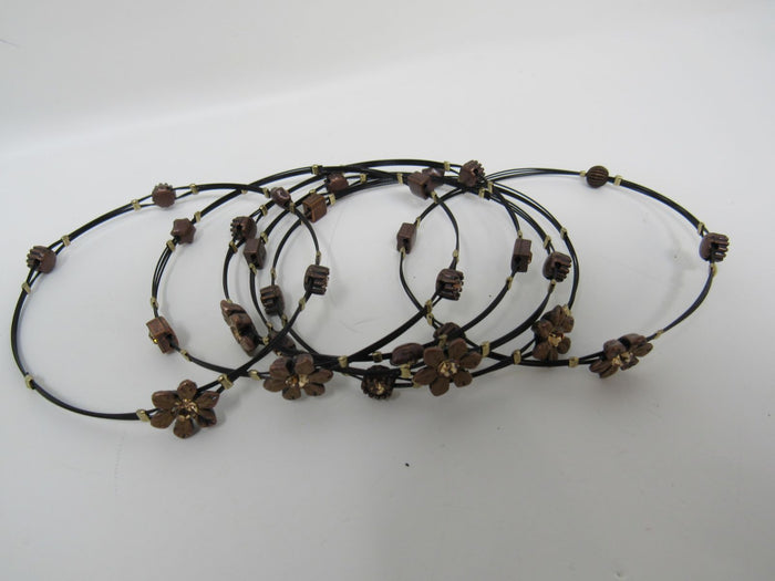 Designer-Bangle-Bracelet-Set-of-6-Brown-Flowers-Female-Adult-Floral-562 3