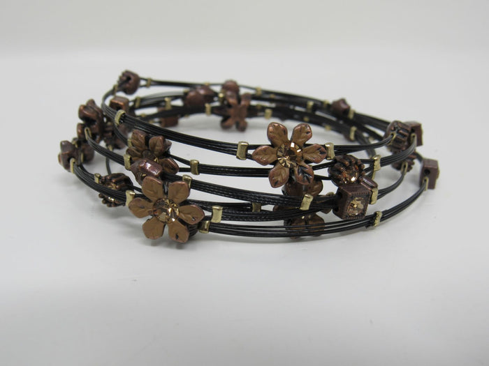 Designer-Bangle-Bracelet-Set-of-6-Brown-Flowers-Female-Adult-Floral-562 4