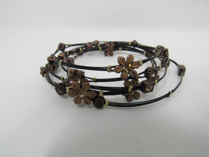 Designer-Bangle-Bracelet-Set-of-6-Brown-Flowers-Female-Adult-Floral-562 5