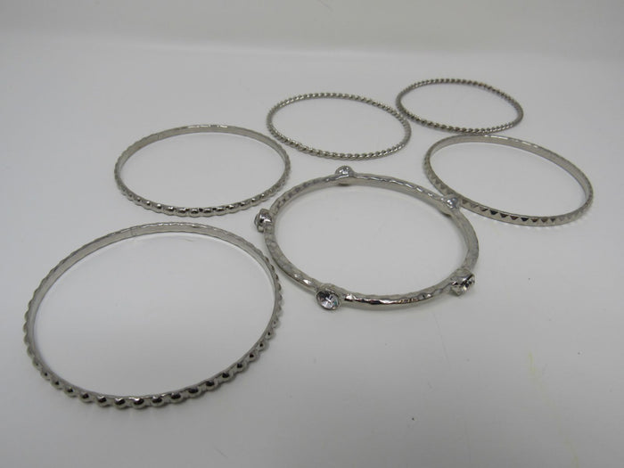 Designer-Bangle-Bracelet-Set-of-6-Silver-Clear-Gemstones-Female-Adult-538 2