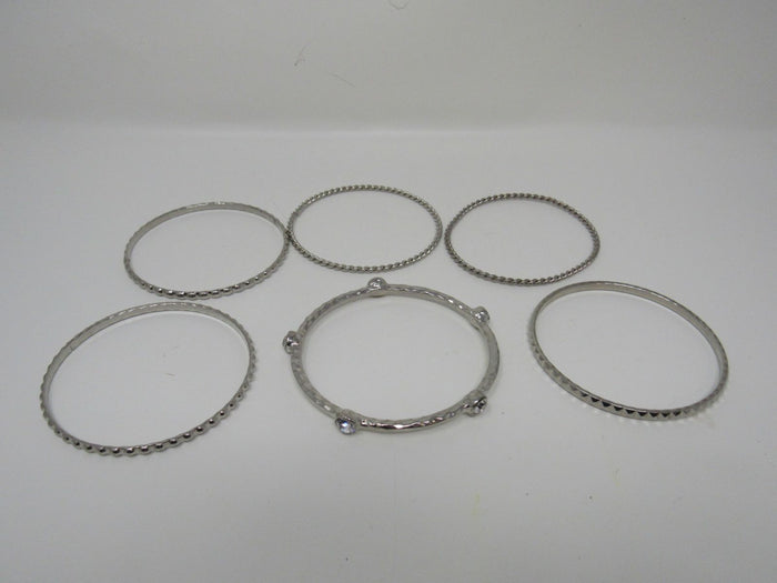 Designer-Bangle-Bracelet-Set-of-6-Silver-Clear-Gemstones-Female-Adult-538 3