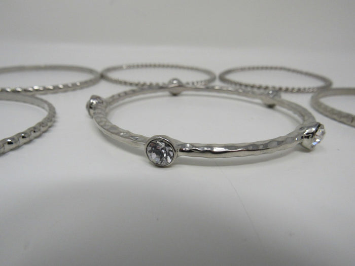 Designer-Bangle-Bracelet-Set-of-6-Silver-Clear-Gemstones-Female-Adult-538 4