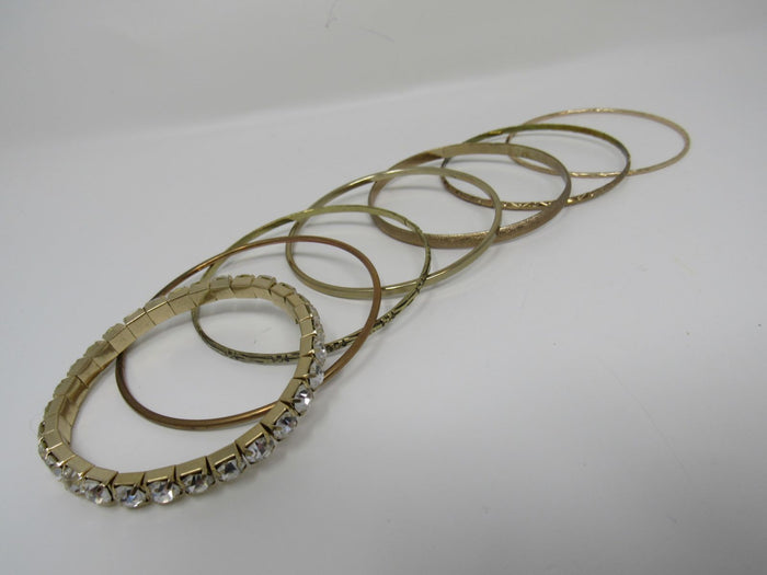 Designer-Bangle-Bracelet-Set-of-7-Gold-Clear-Gemstones-Female-Adult-544 2