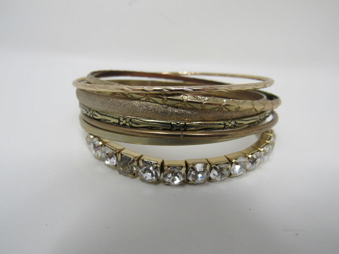 Designer-Bangle-Bracelet-Set-of-7-Gold-Clear-Gemstones-Female-Adult-544 4