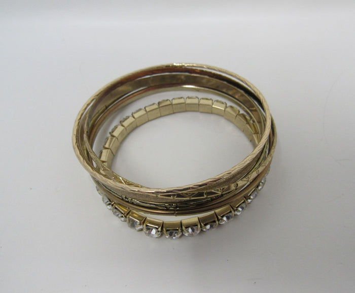 Designer-Bangle-Bracelet-Set-of-7-Gold-Clear-Gemstones-Female-Adult-544 5