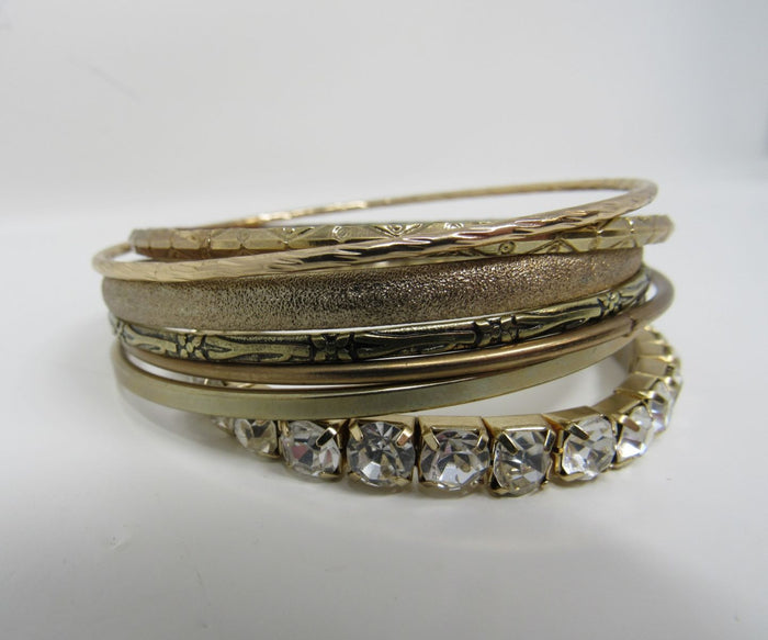 Designer-Bangle-Bracelet-Set-of-7-Gold-Clear-Gemstones-Female-Adult-544 6