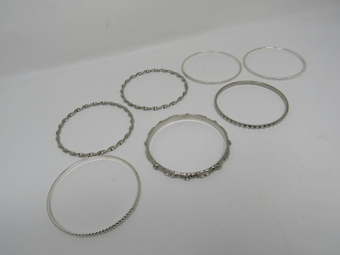 Designer-Bangle-Bracelet-Set-of-7-Silver-Clear-Gemstones-Female-Adult-542 1