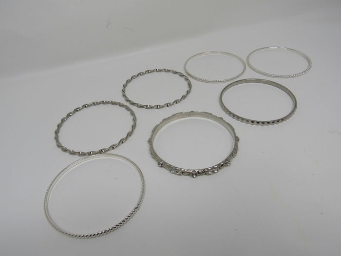 Designer-Bangle-Bracelet-Set-of-7-Silver-Clear-Gemstones-Female-Adult-542 2
