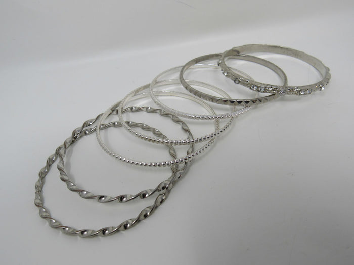 Designer-Bangle-Bracelet-Set-of-7-Silver-Clear-Gemstones-Female-Adult-542 3