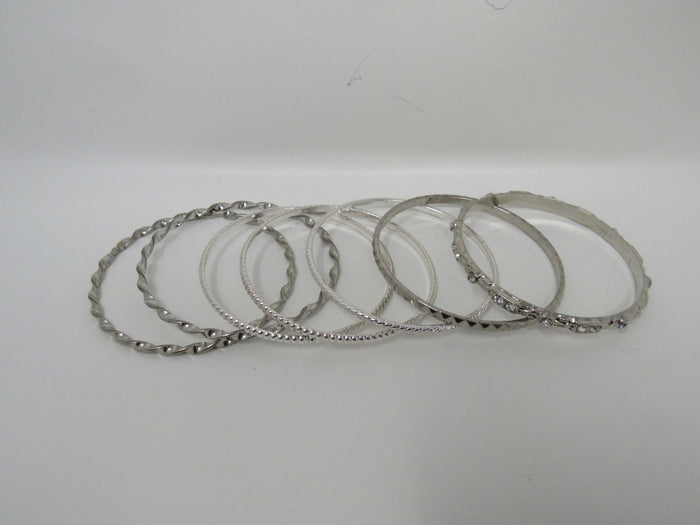 Designer-Bangle-Bracelet-Set-of-7-Silver-Clear-Gemstones-Female-Adult-542 4