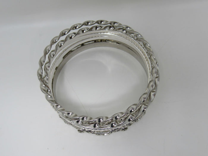 Designer-Bangle-Bracelet-Set-of-7-Silver-Clear-Gemstones-Female-Adult-542 6