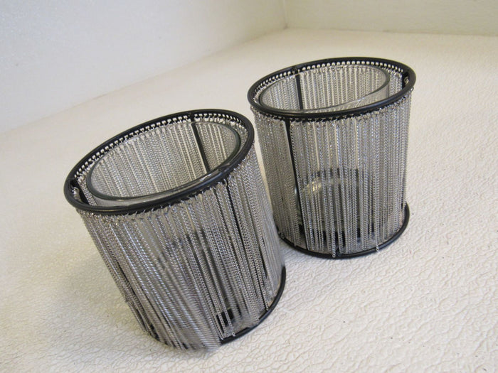 Designer-Candle-Holder-Set-of-2-Metal-Fringe-Chain-160-011923-160 2