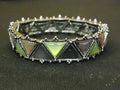 designer-fashion-bracelet-chain-link-metal-female-adult-silver-green-brown-preowned 1